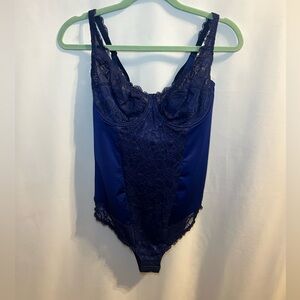 Barbara Paris Midnight Blue Underwire Lace Embroidered Body Suit 36D NWT